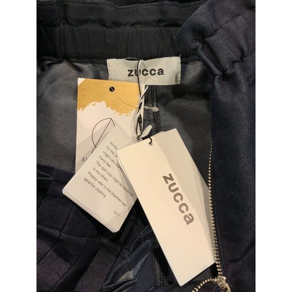 ZUCCA Blue Dark Wash Denim Full Length Pleated Skirt, Size Medium NWT! $485 - Picture 7 of 7